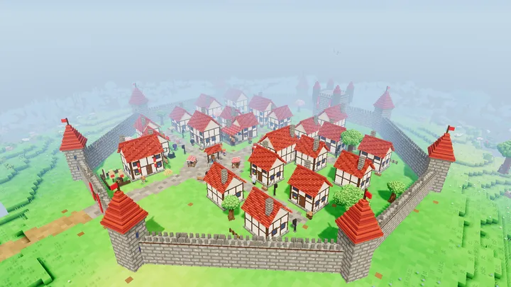 A walled castle town