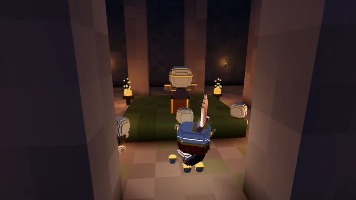 A dungeon's great hall, where the guardian waits