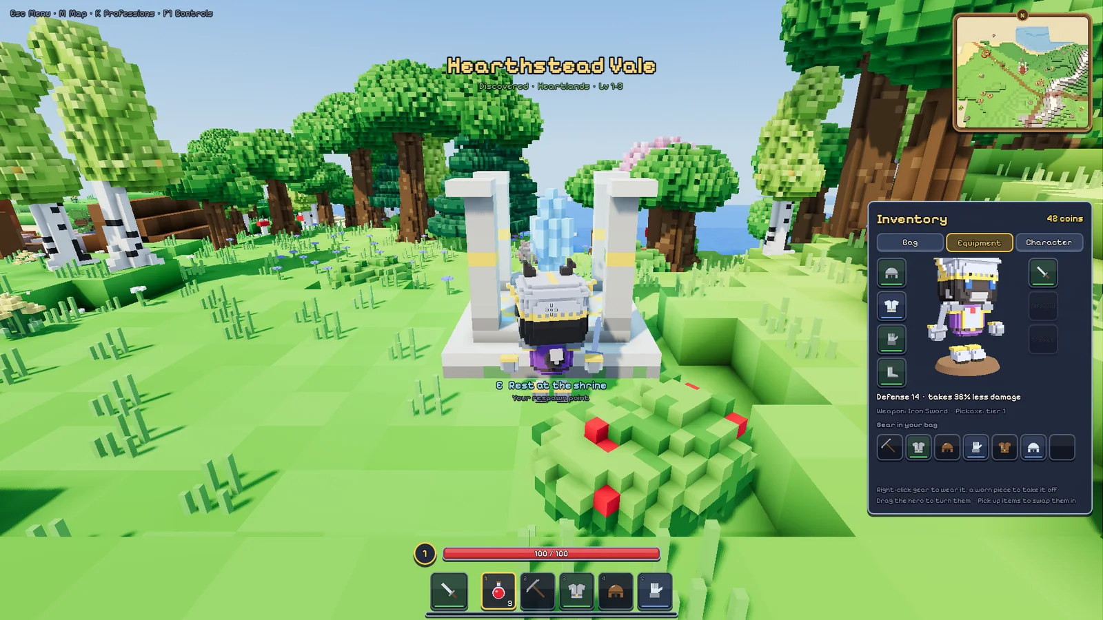 Armour you can see, and inventory tabs