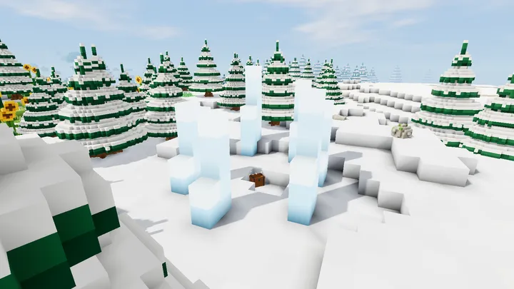 Frozen spires in the snowfields
