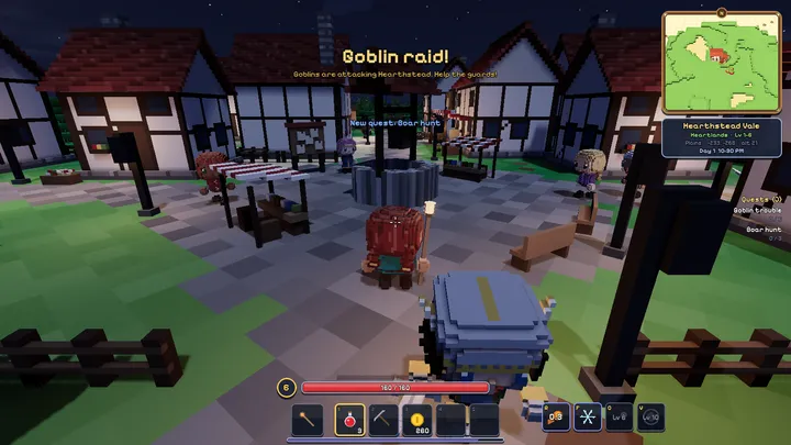 Goblins raiding a town at night