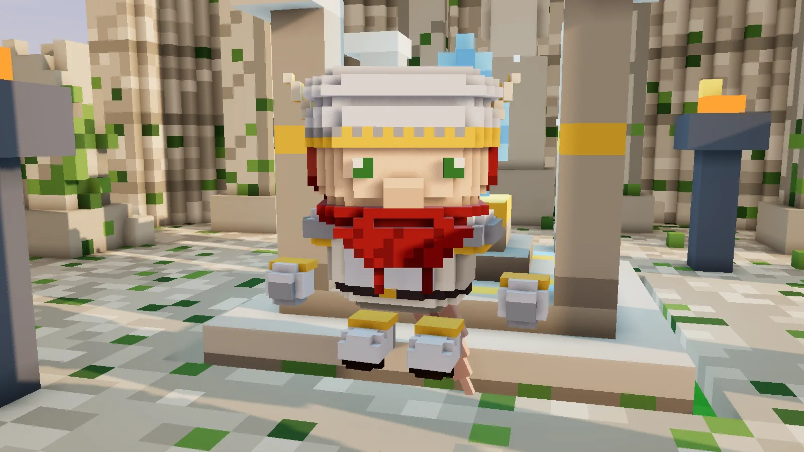 An armoured hero at the shrine inside the ruined Temple of the Dawn