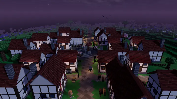 A town at dusk